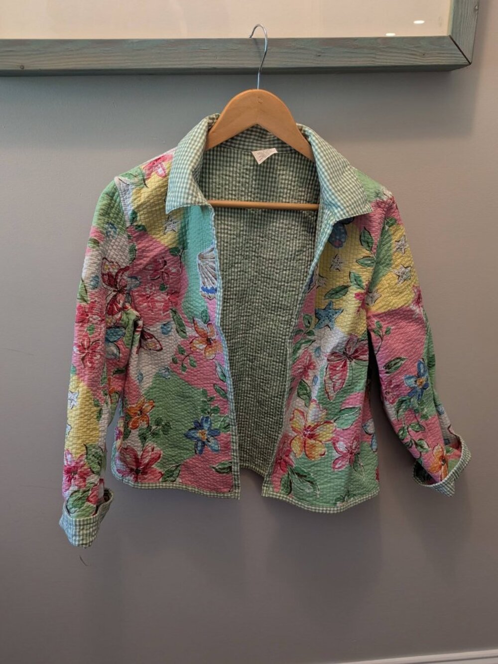 10P vintage Gingham Floral quilted jacket Alfred Dunner